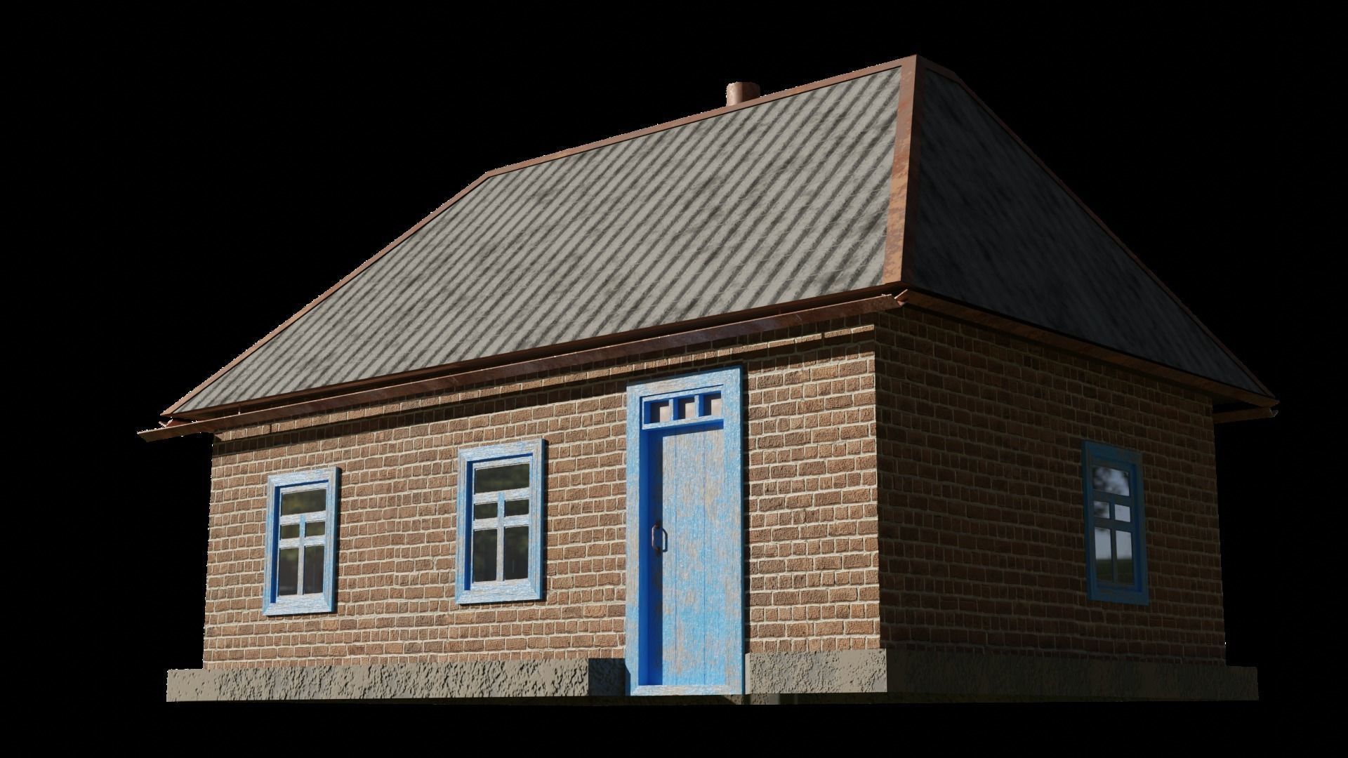 An old village house in 5 variants Low-poly 3D model_19