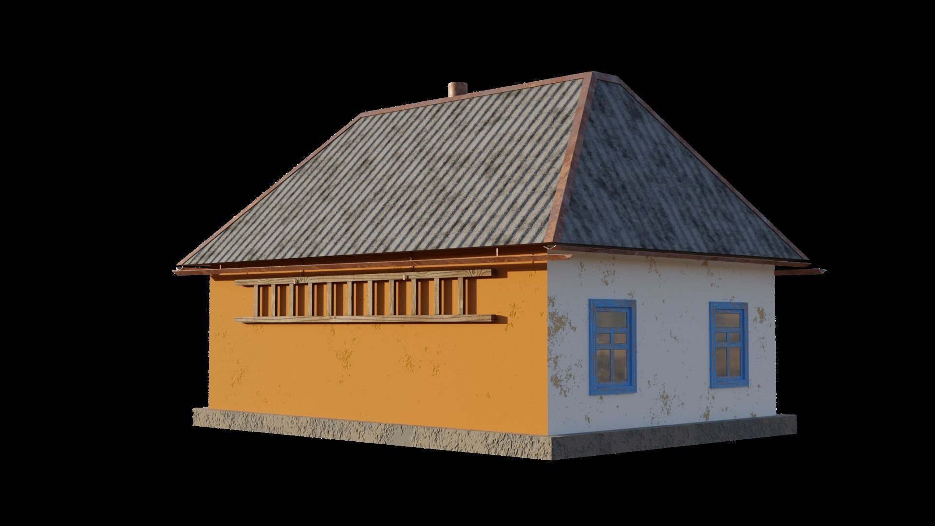 An old village house in 5 variants Low-poly 3D model_13