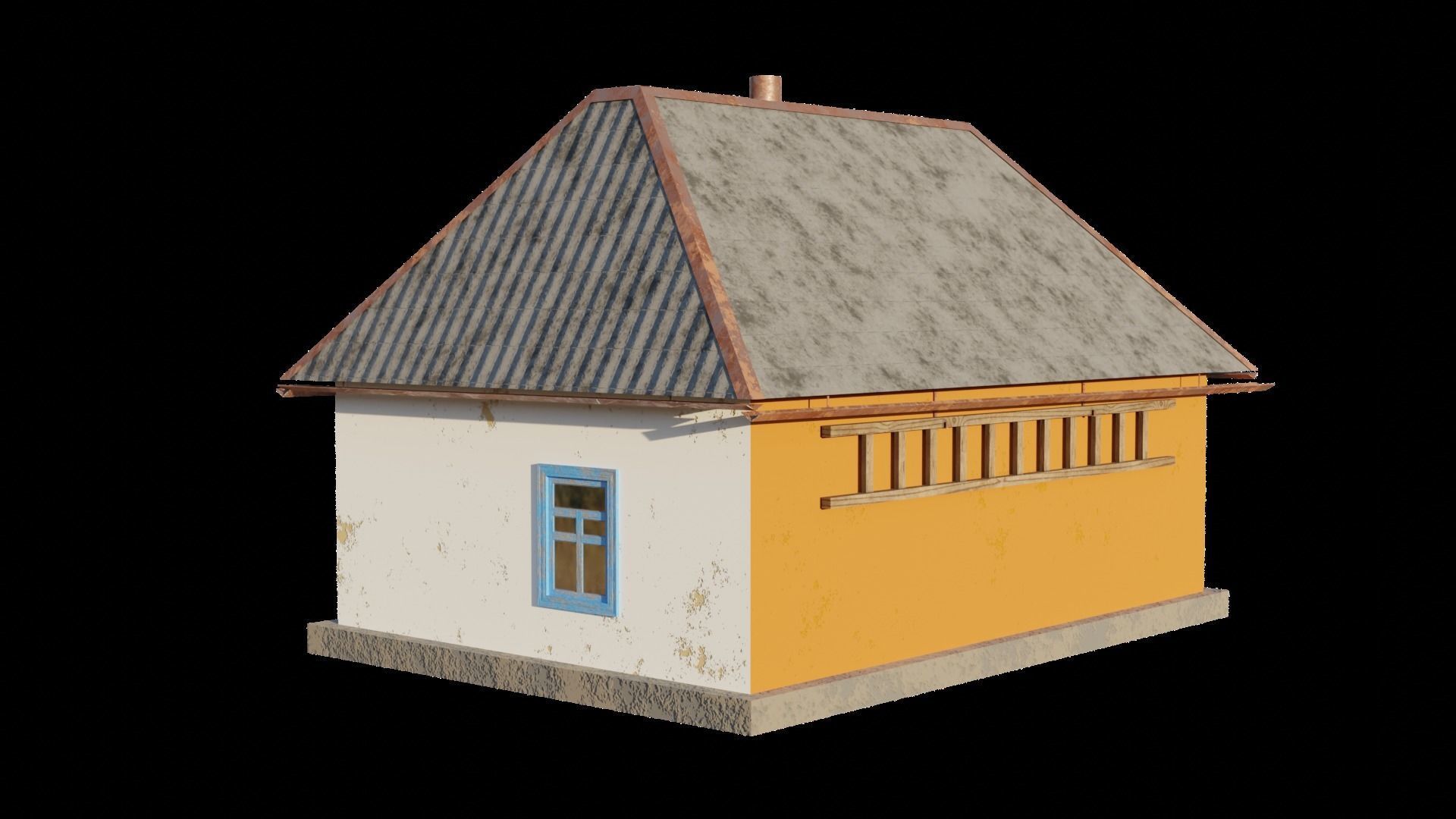 An old village house in 5 variants Low-poly 3D model_15