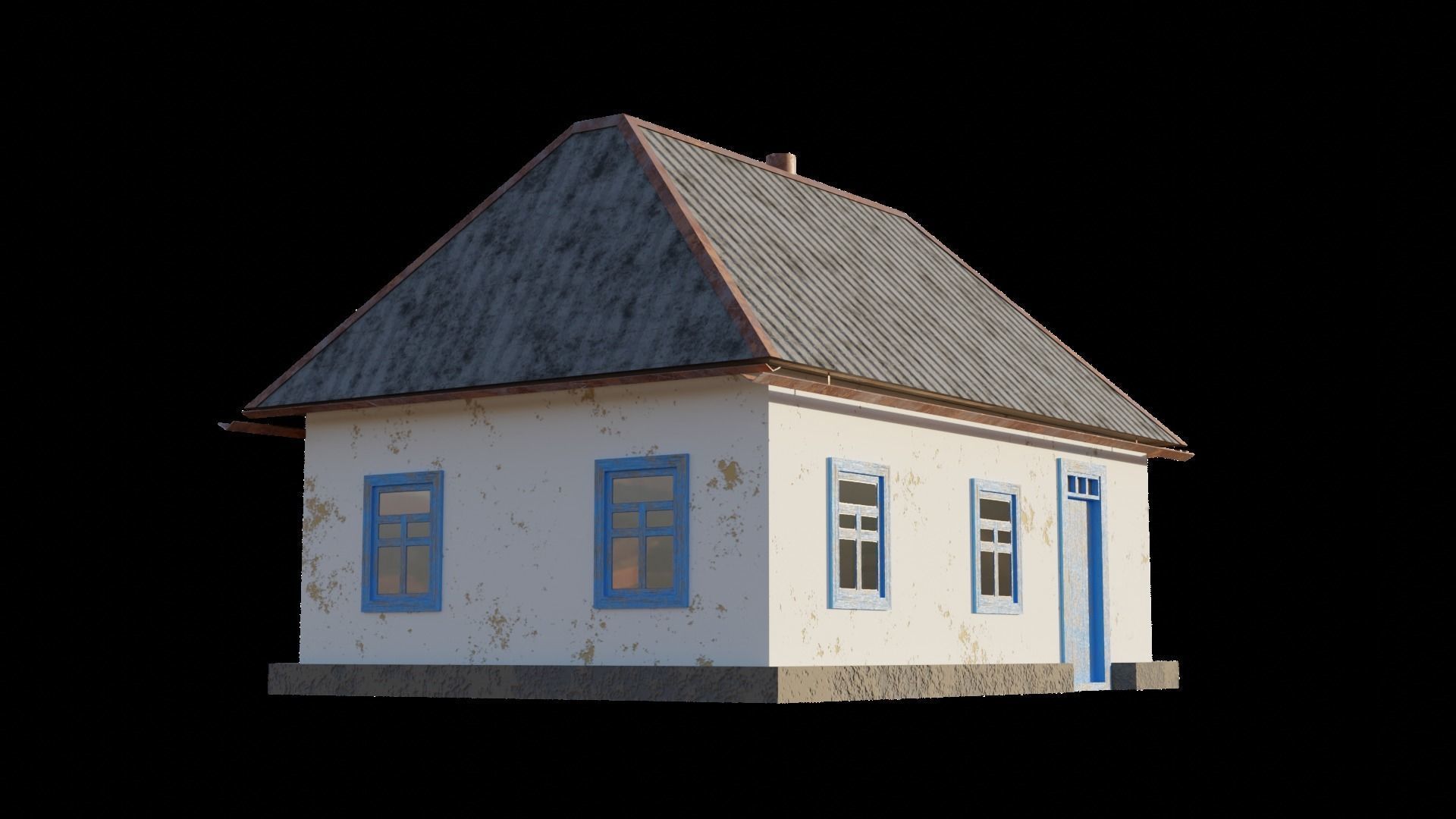 An old village house in 5 variants Low-poly 3D model_10