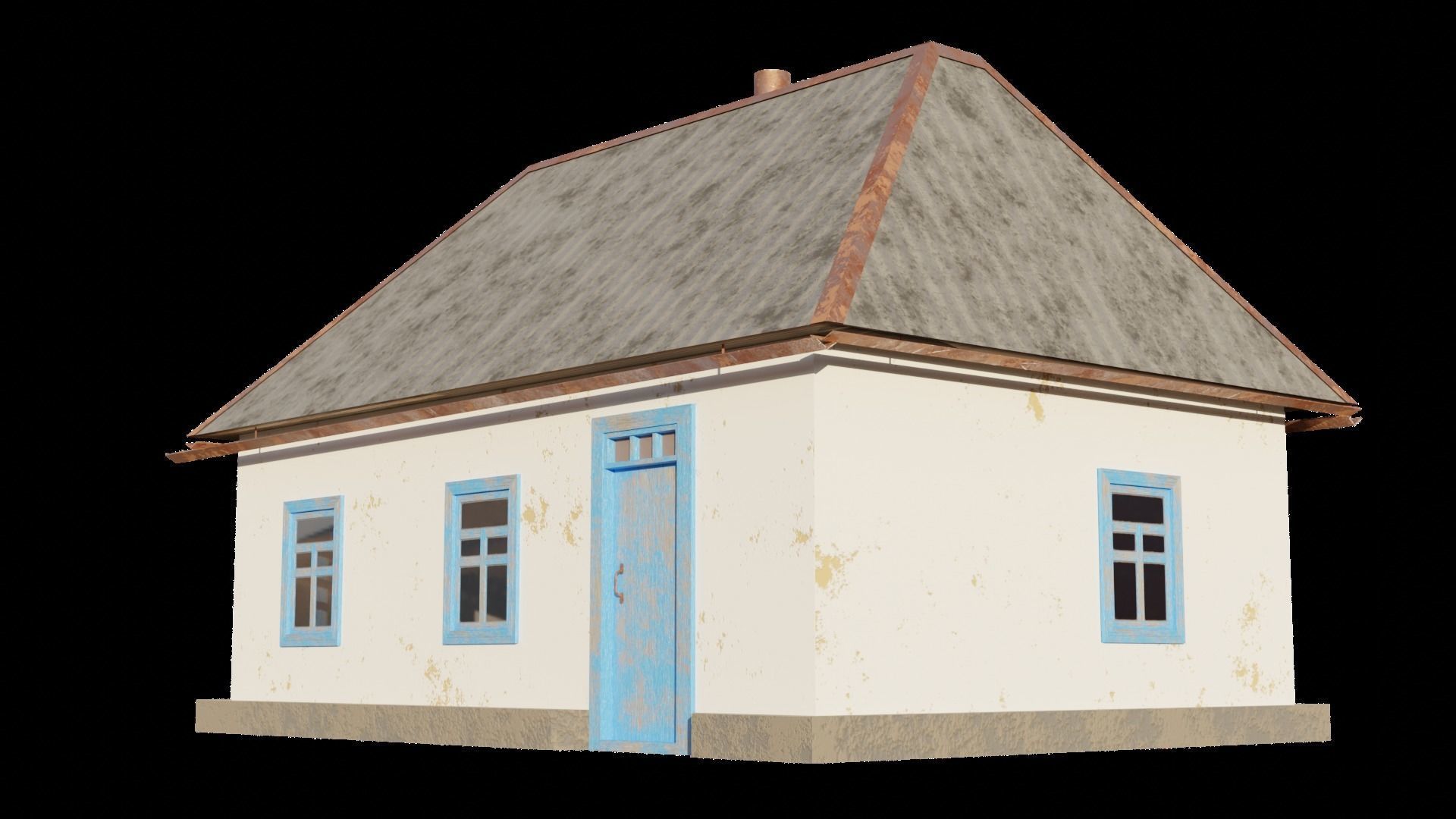 An old village house in 5 variants Low-poly 3D model_12