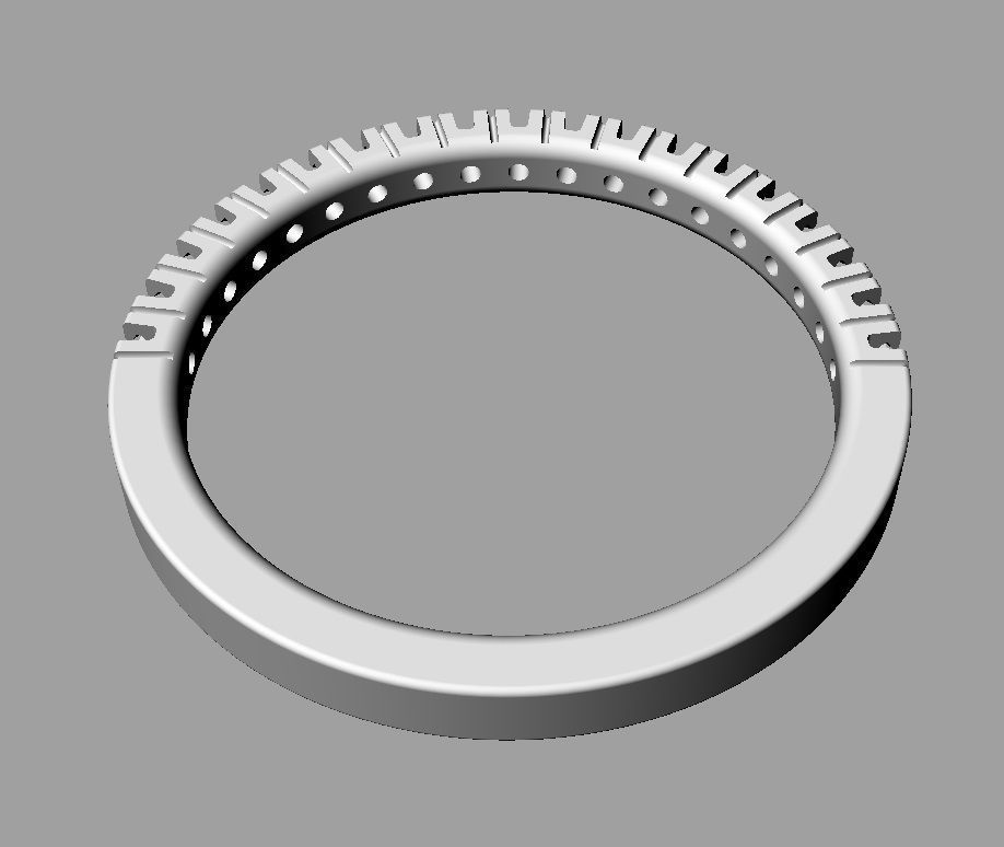 Half Diamond Wedding Band 3D print model_18