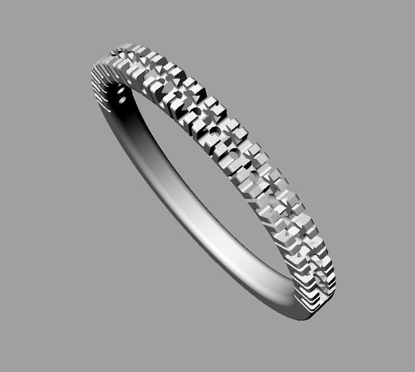 Half Diamond Wedding Band 3D print model_16