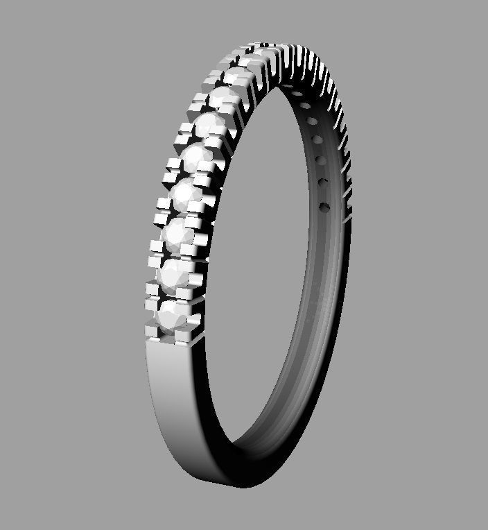 Half Diamond Wedding Band 3D print model_20