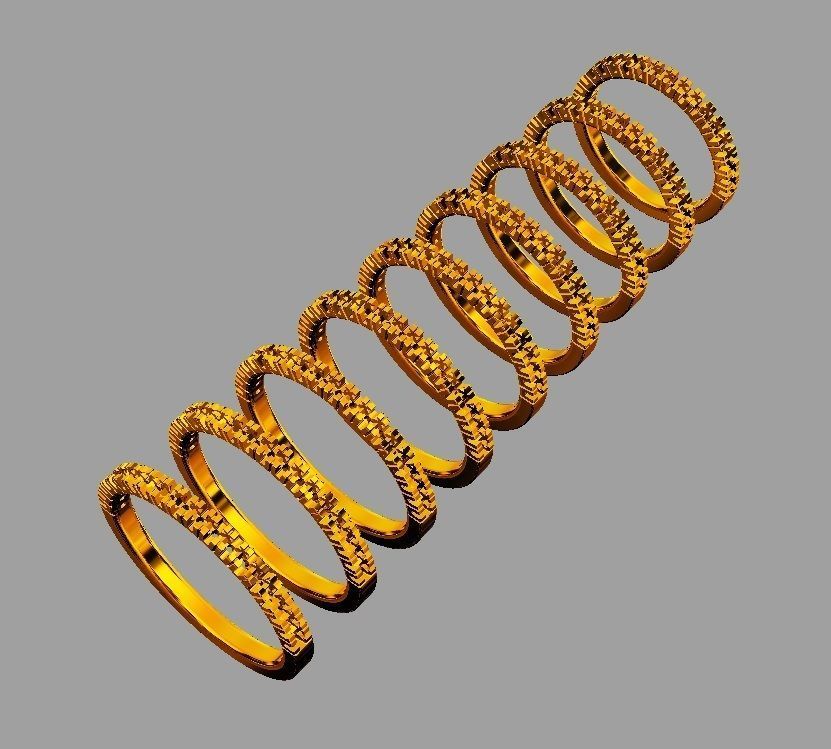 Half Diamond Wedding Band 3D print model_5