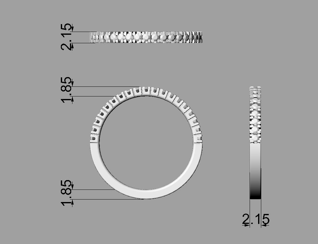 Half Diamond Wedding Band 3D print model_3