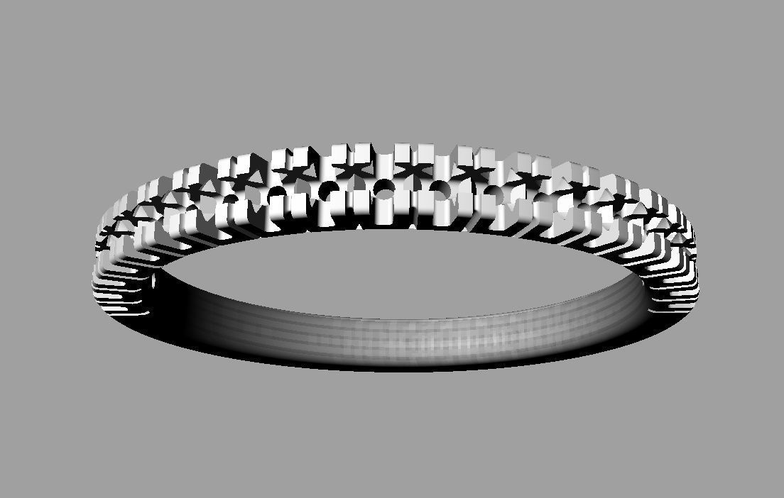 Half Diamond Wedding Band 3D print model_15