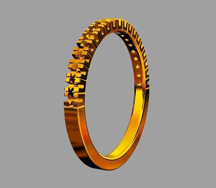 Half Diamond Wedding Band 3D print model_8