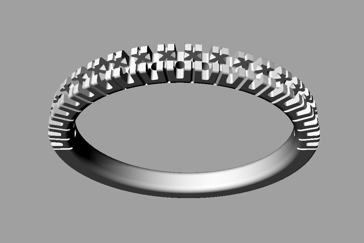 Half Diamond Wedding Band 3D print model_17