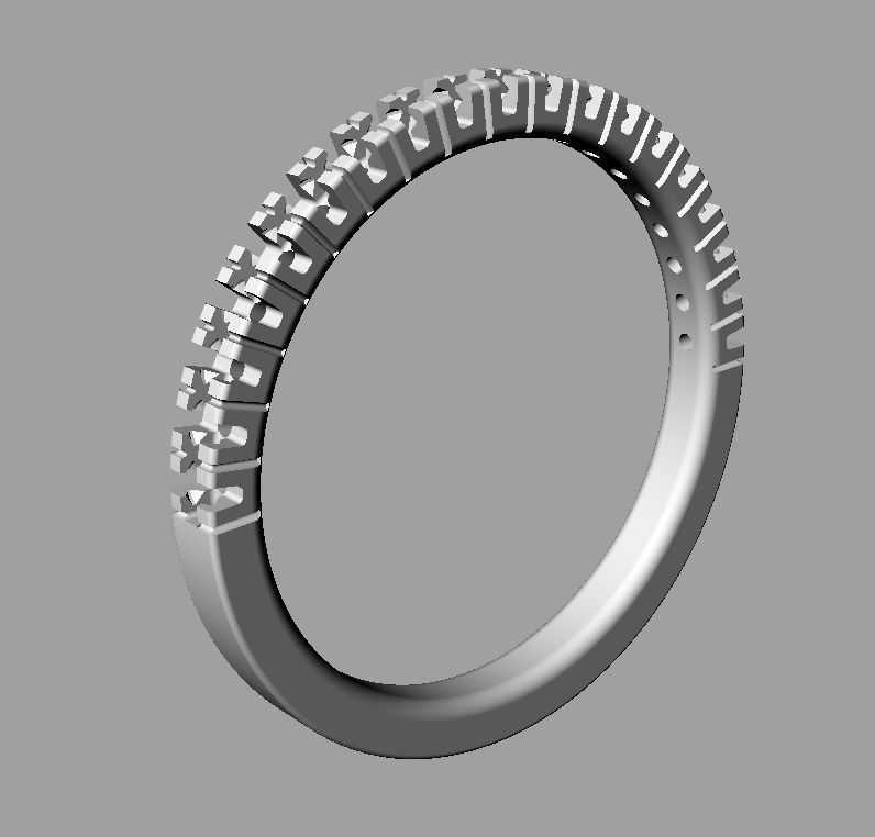 Half Diamond Wedding Band 3D print model_12
