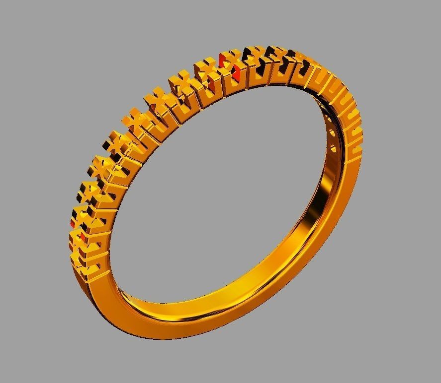 Half Diamond Wedding Band 3D print model_7