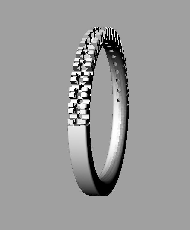 Half Diamond Wedding Band 3D print model_14