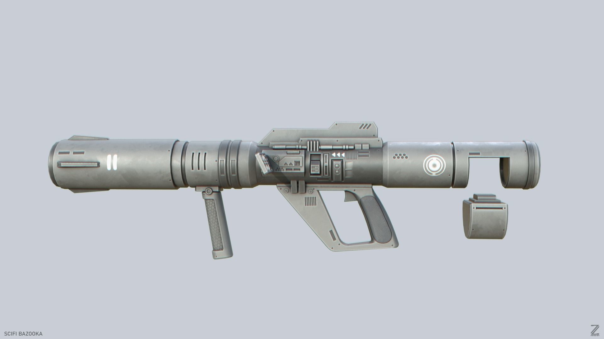 Scifi bazooka Low-poly 3D model_4