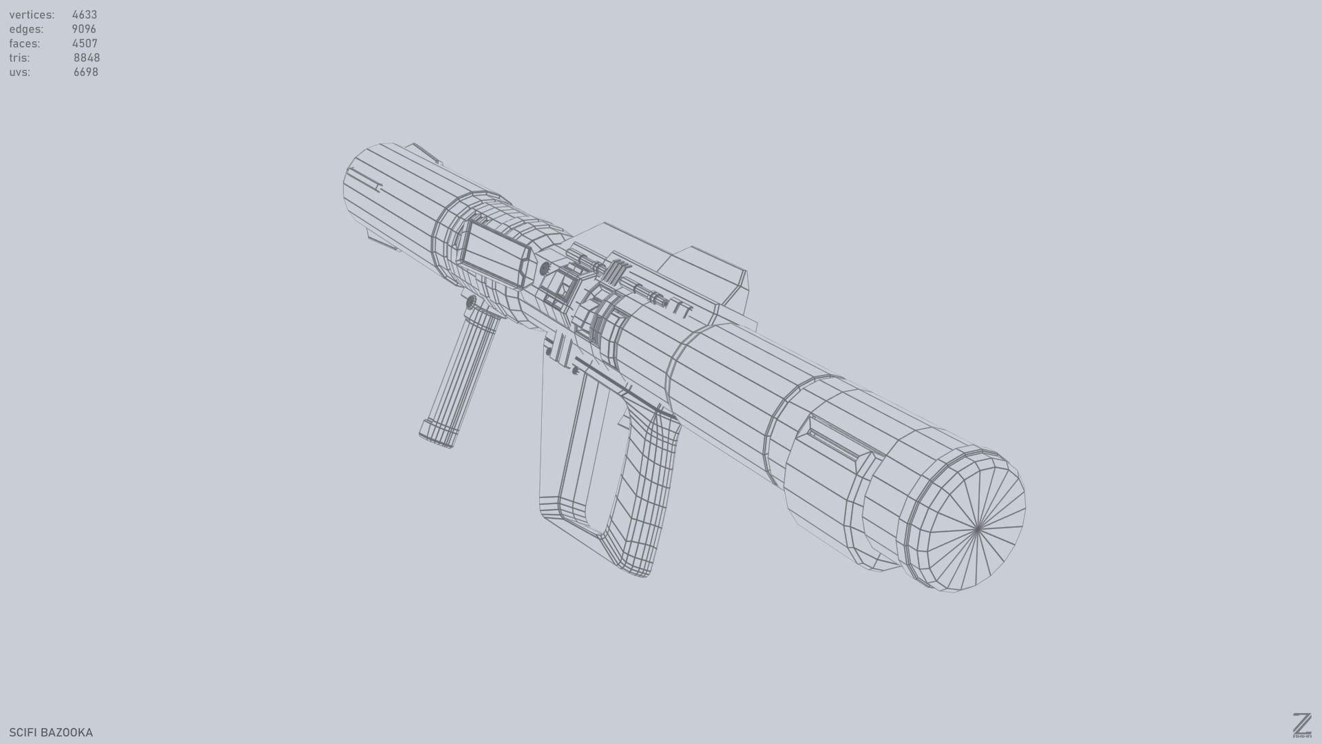 Scifi bazooka Low-poly 3D model_10