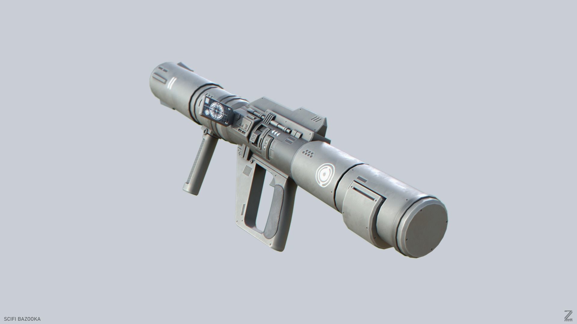Scifi bazooka Low-poly 3D model_6