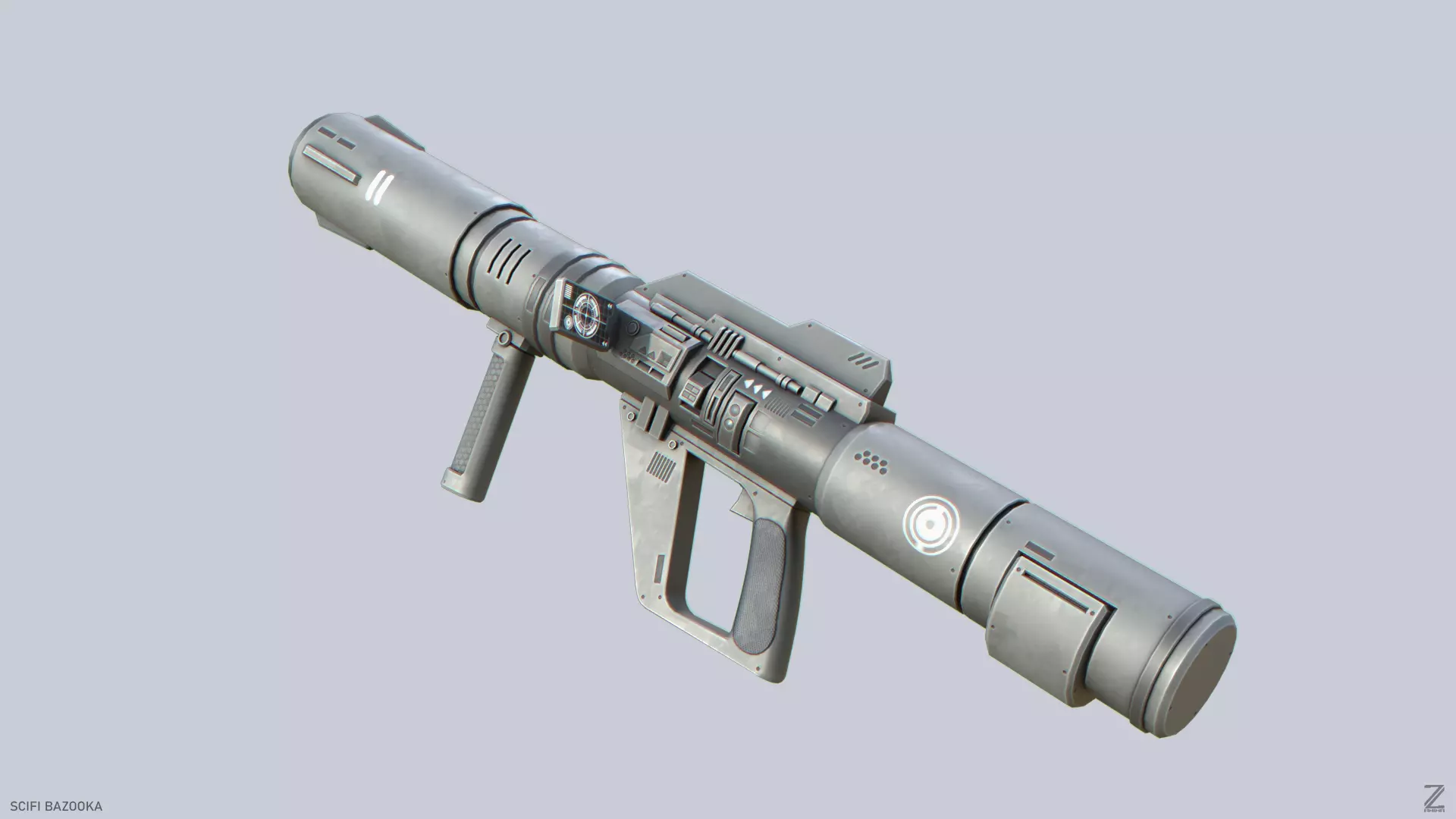 Scifi bazooka Low-poly 3D model_0