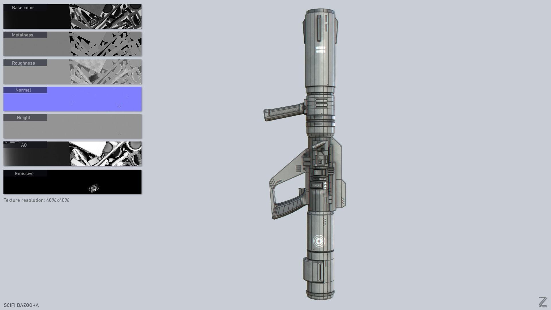 Scifi bazooka Low-poly 3D model_2