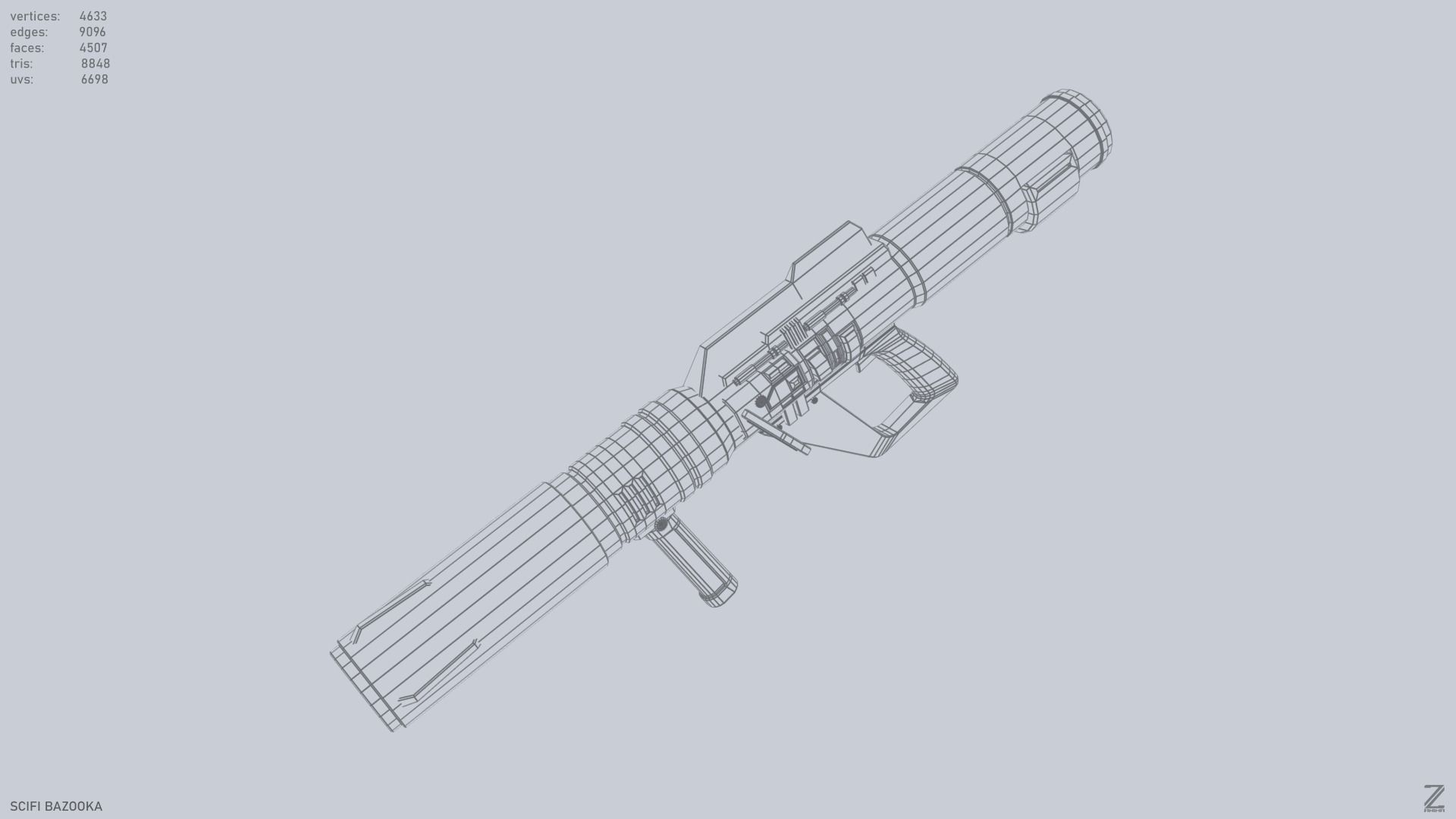 Scifi bazooka Low-poly 3D model_13