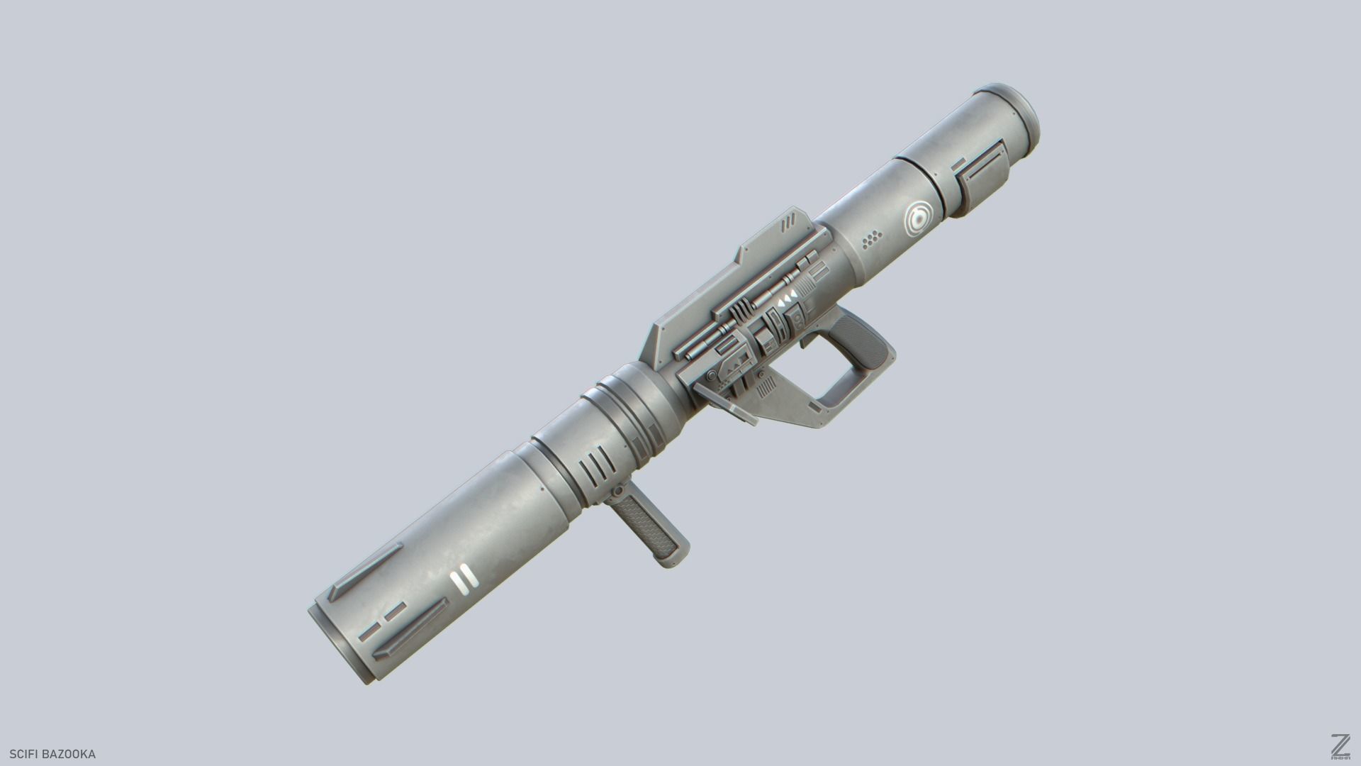 Scifi bazooka Low-poly 3D model_1