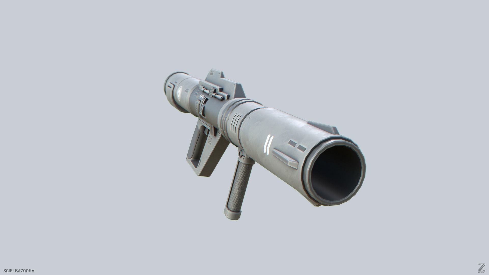 Scifi bazooka Low-poly 3D model_8