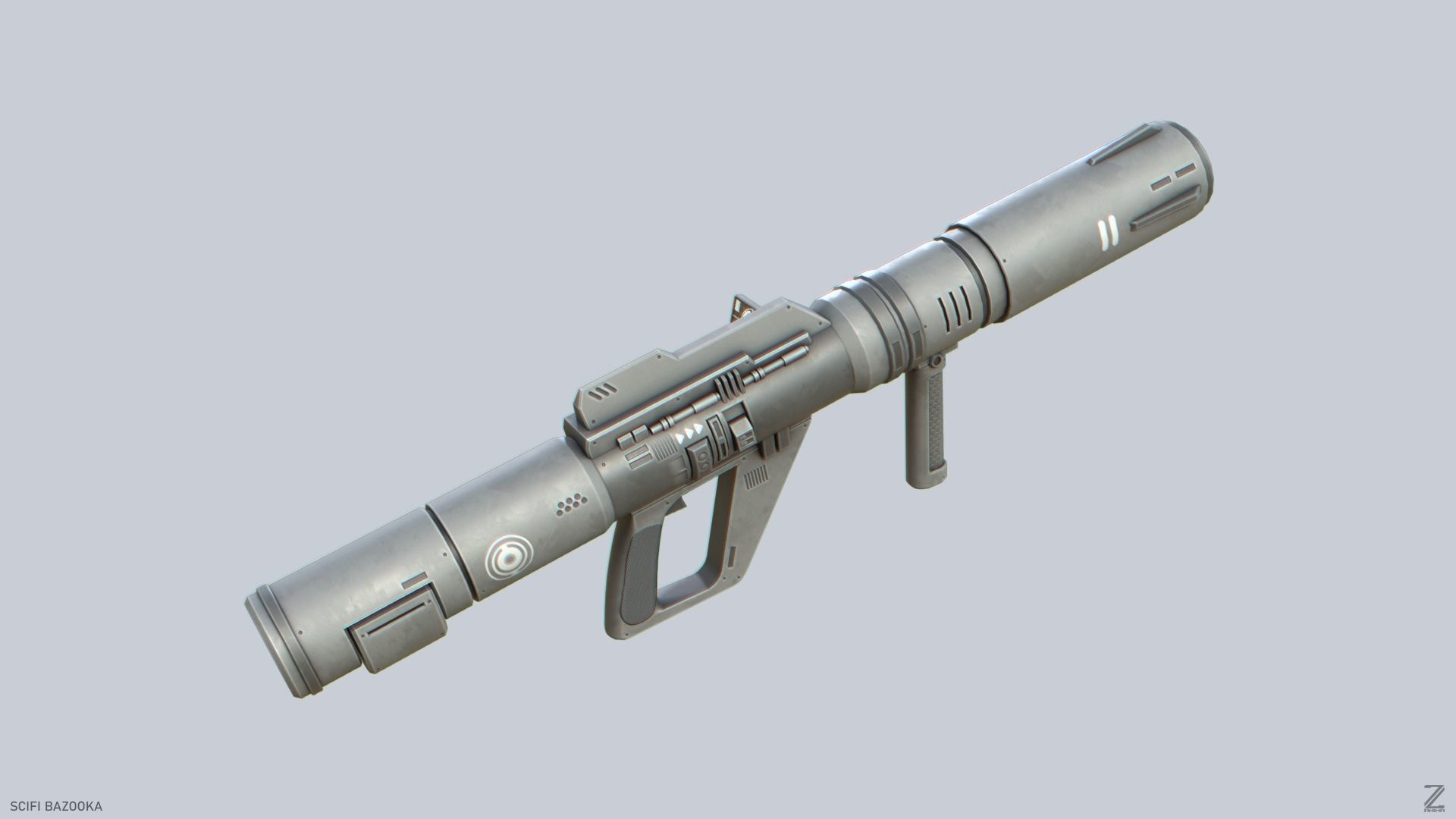 Scifi bazooka Low-poly 3D model_5