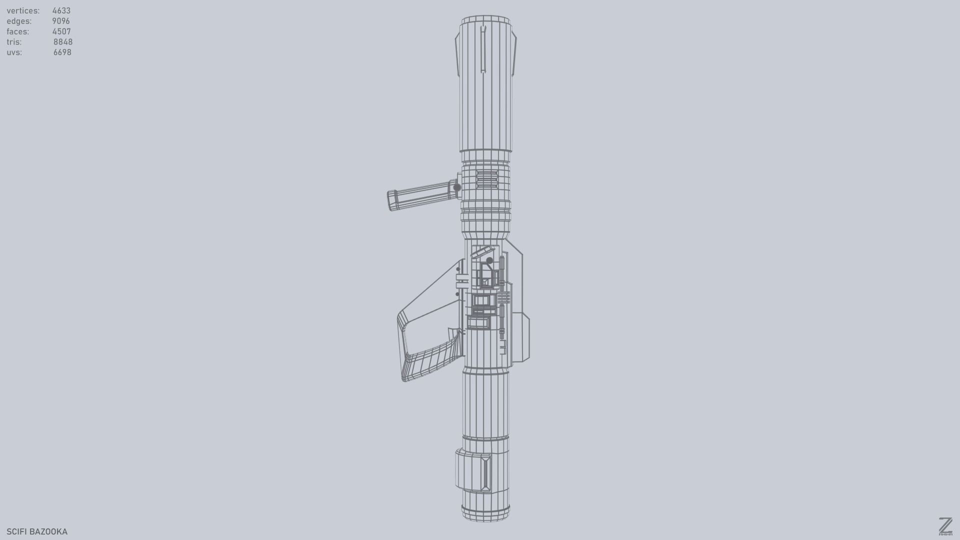 Scifi bazooka Low-poly 3D model_12