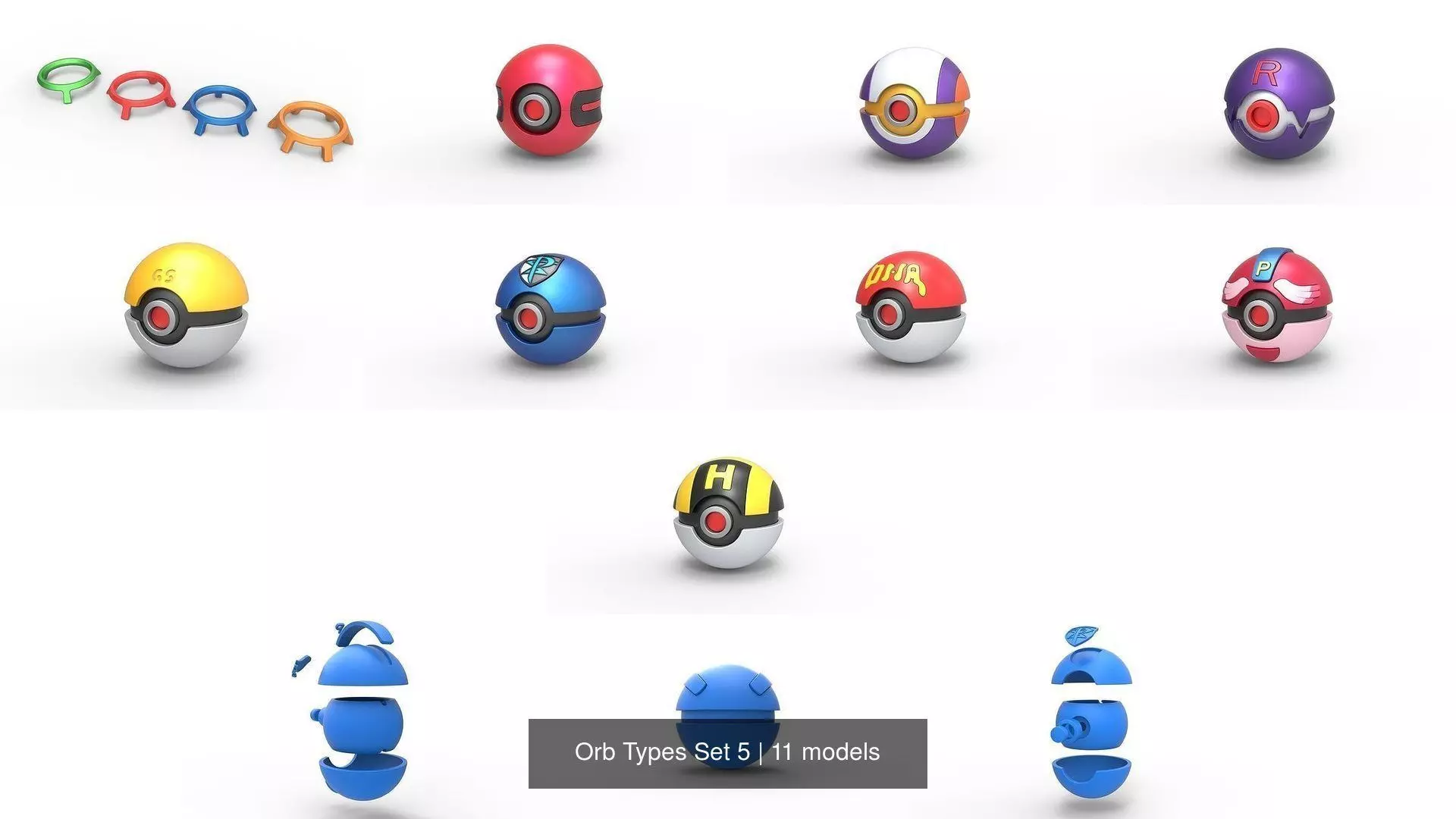 Orb Types Set 5 3D Model Collection_0