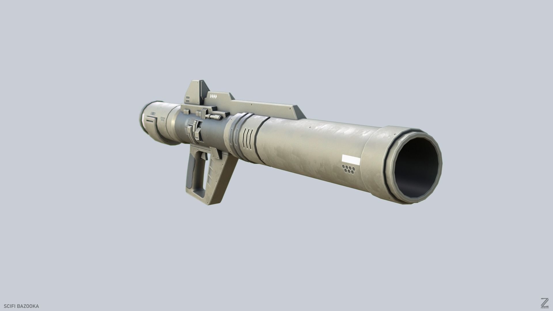 Scifi bazooka Low-poly 3D model_8