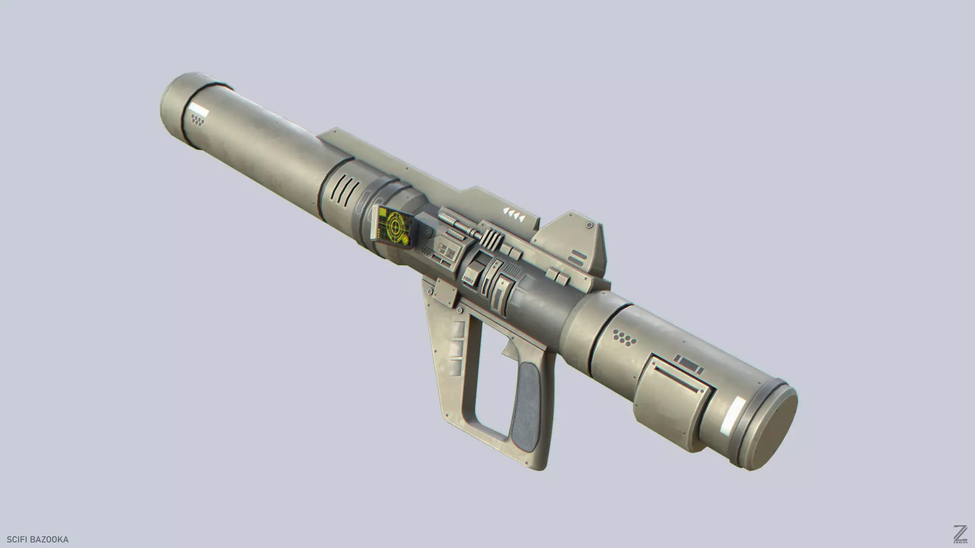 Scifi bazooka Low-poly 3D model_0