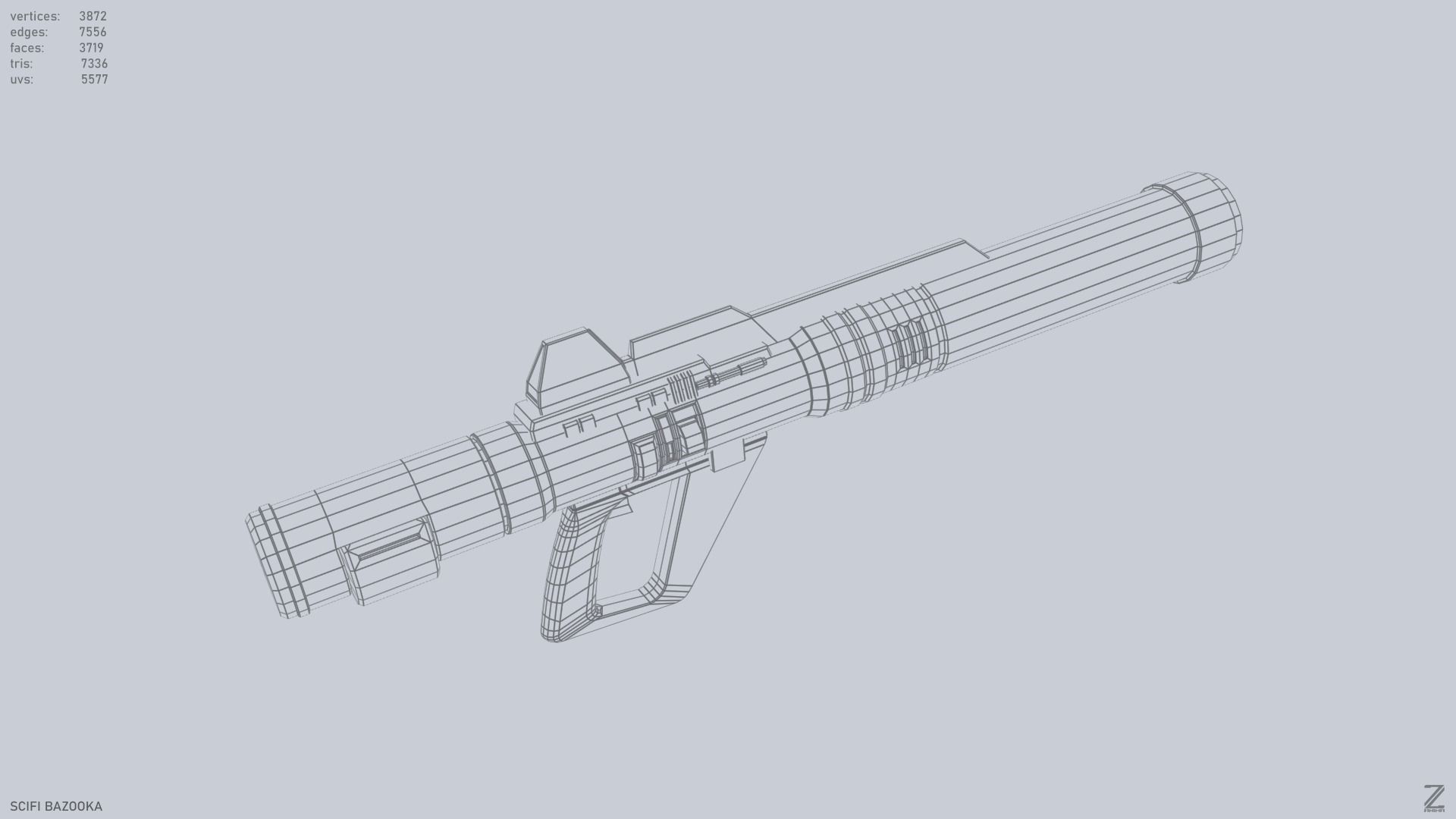 Scifi bazooka Low-poly 3D model_13