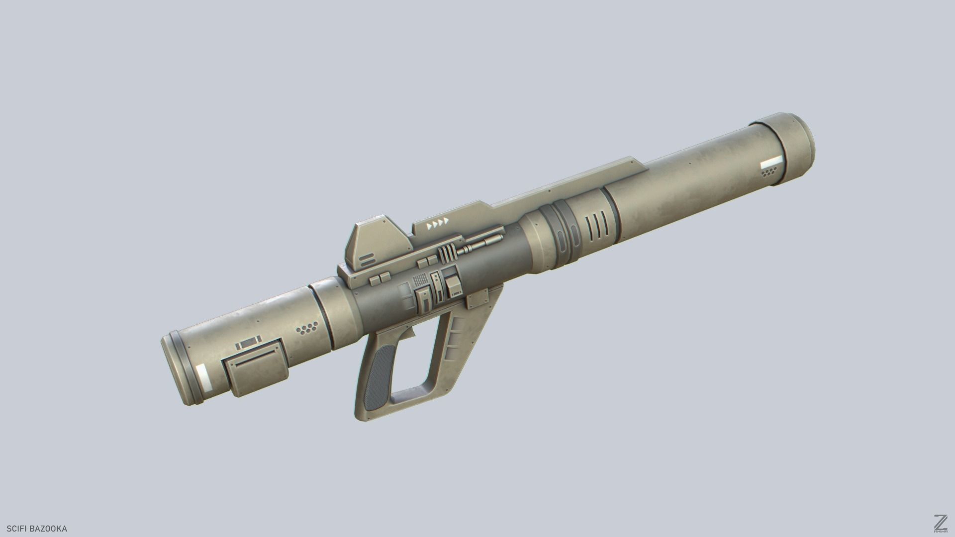 Scifi bazooka Low-poly 3D model_7