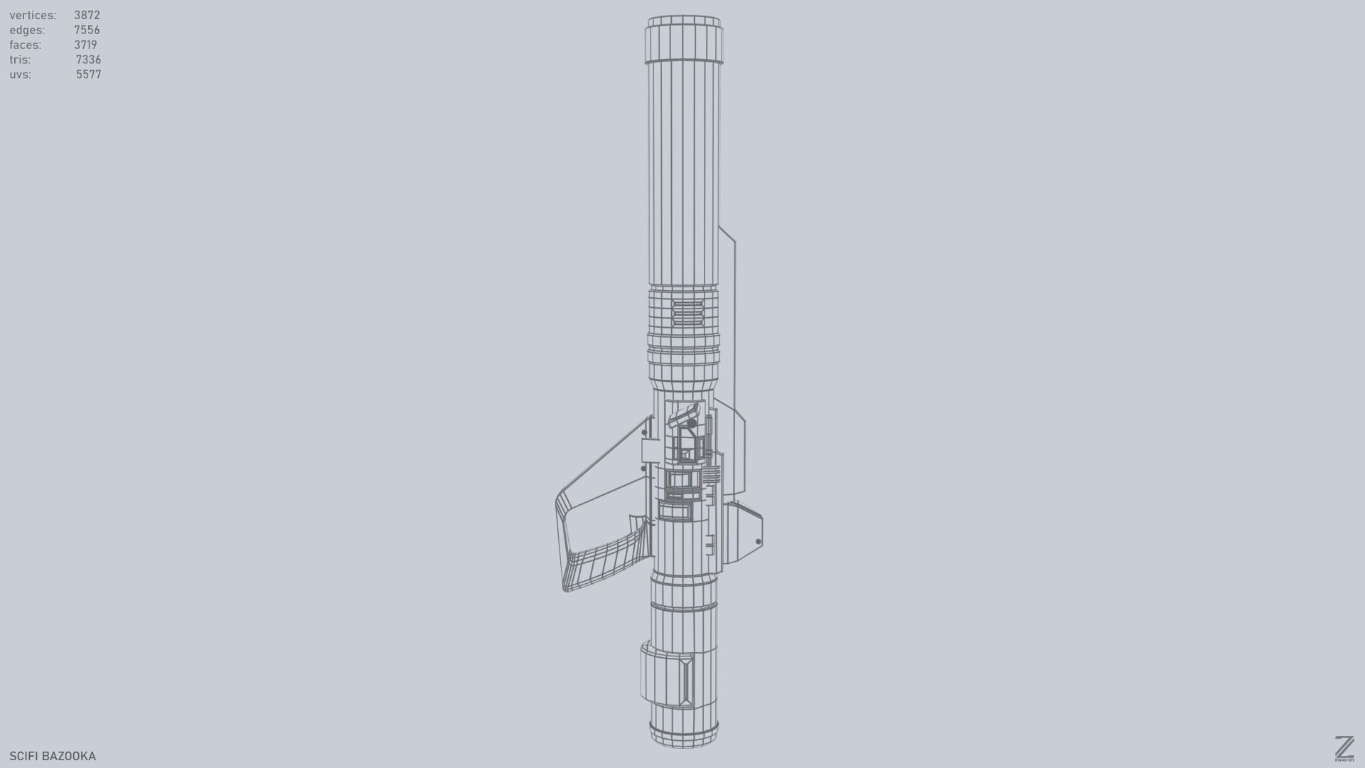Scifi bazooka Low-poly 3D model_12