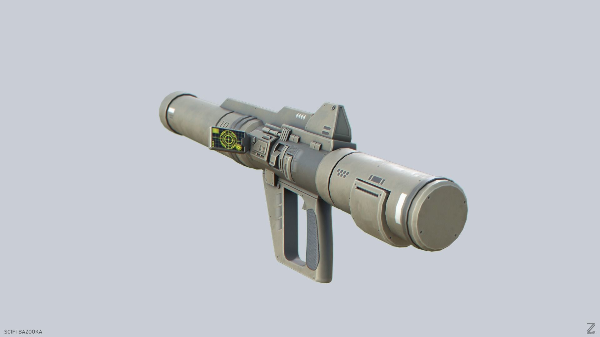 Scifi bazooka Low-poly 3D model_5