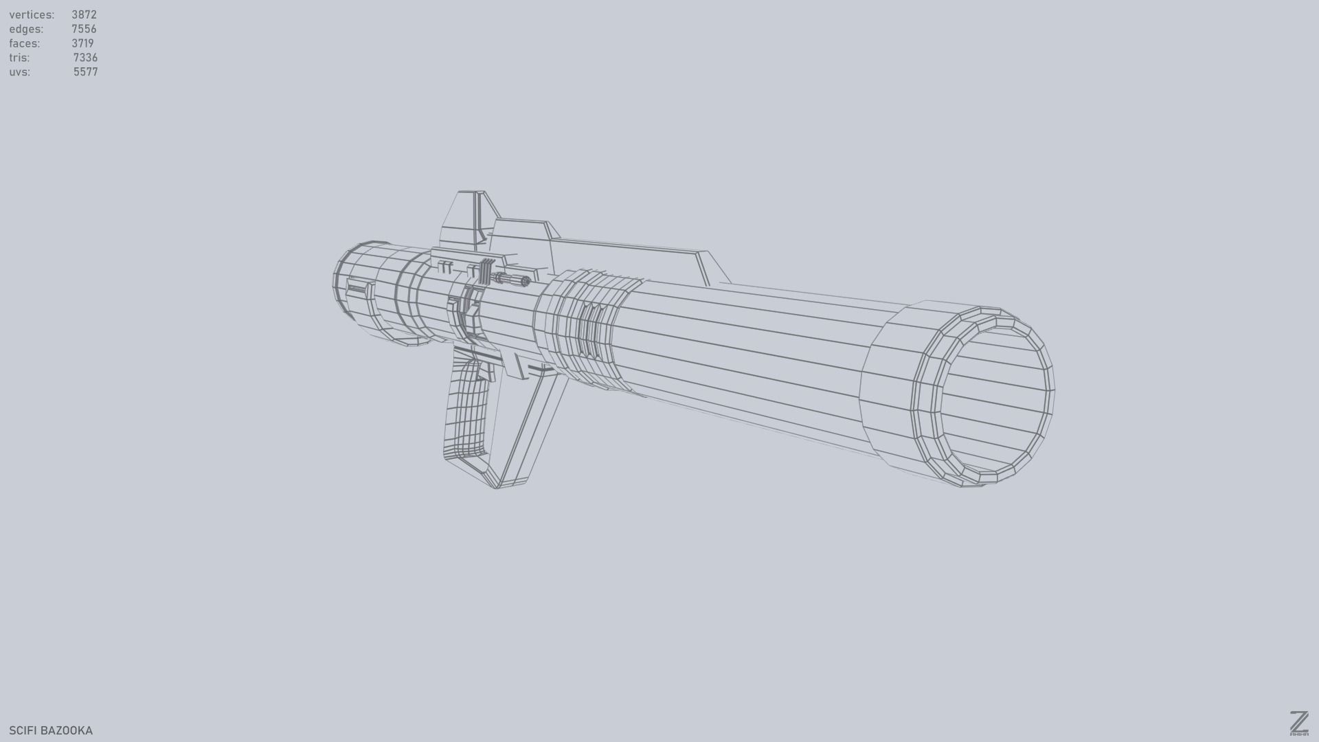 Scifi bazooka Low-poly 3D model_14