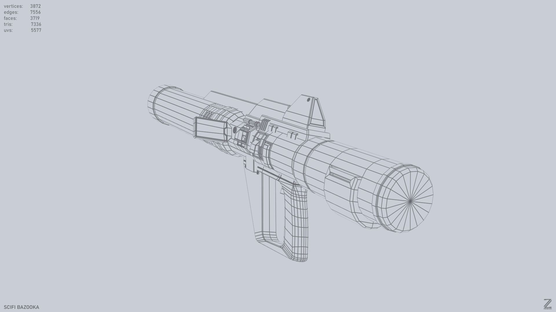 Scifi bazooka Low-poly 3D model_10