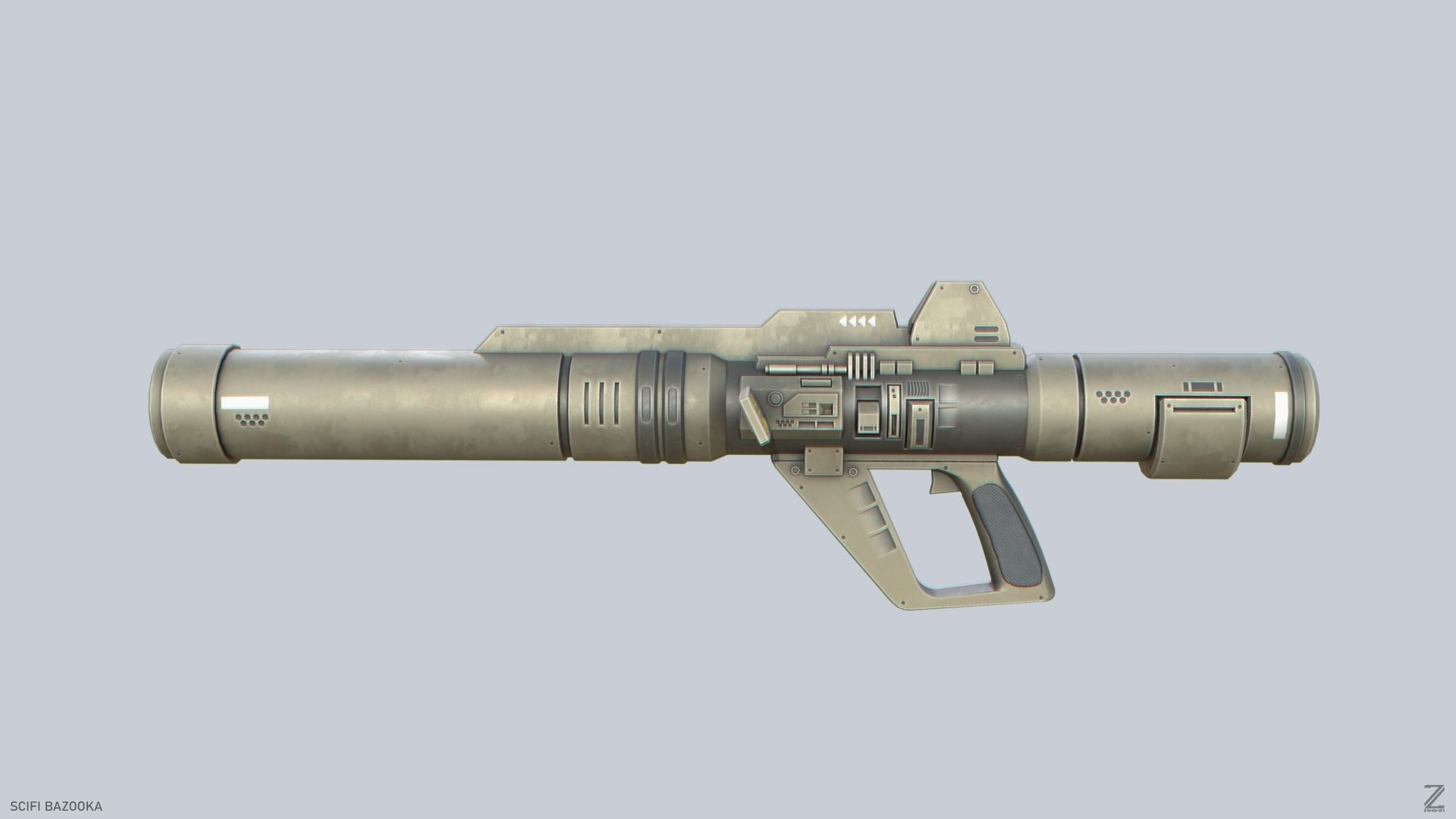 Scifi bazooka Low-poly 3D model_4
