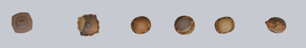 6 chess pawns Low-poly 3D model_2