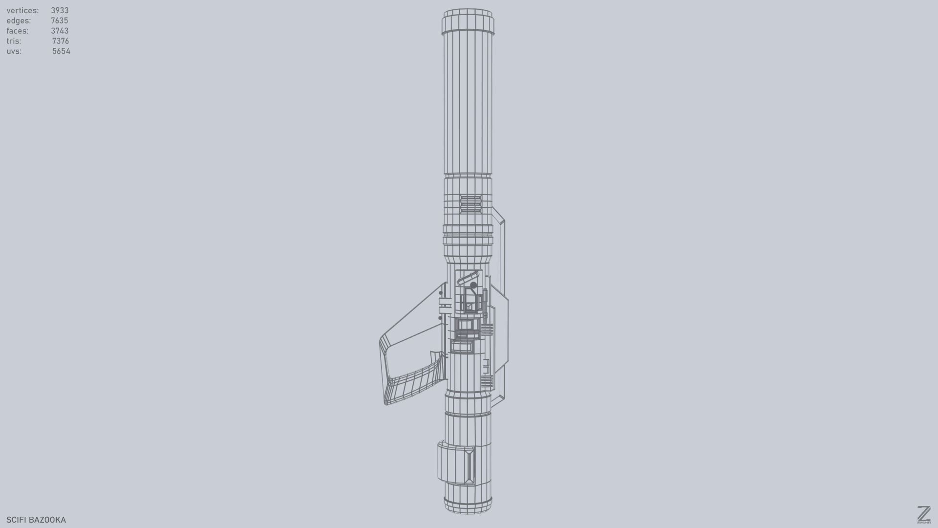 Scifi bazooka Low-poly 3D model_12