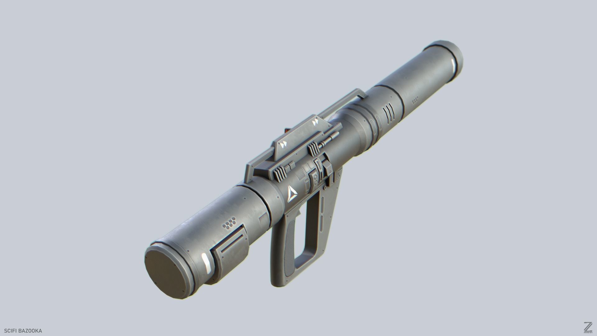 Scifi bazooka Low-poly 3D model_5