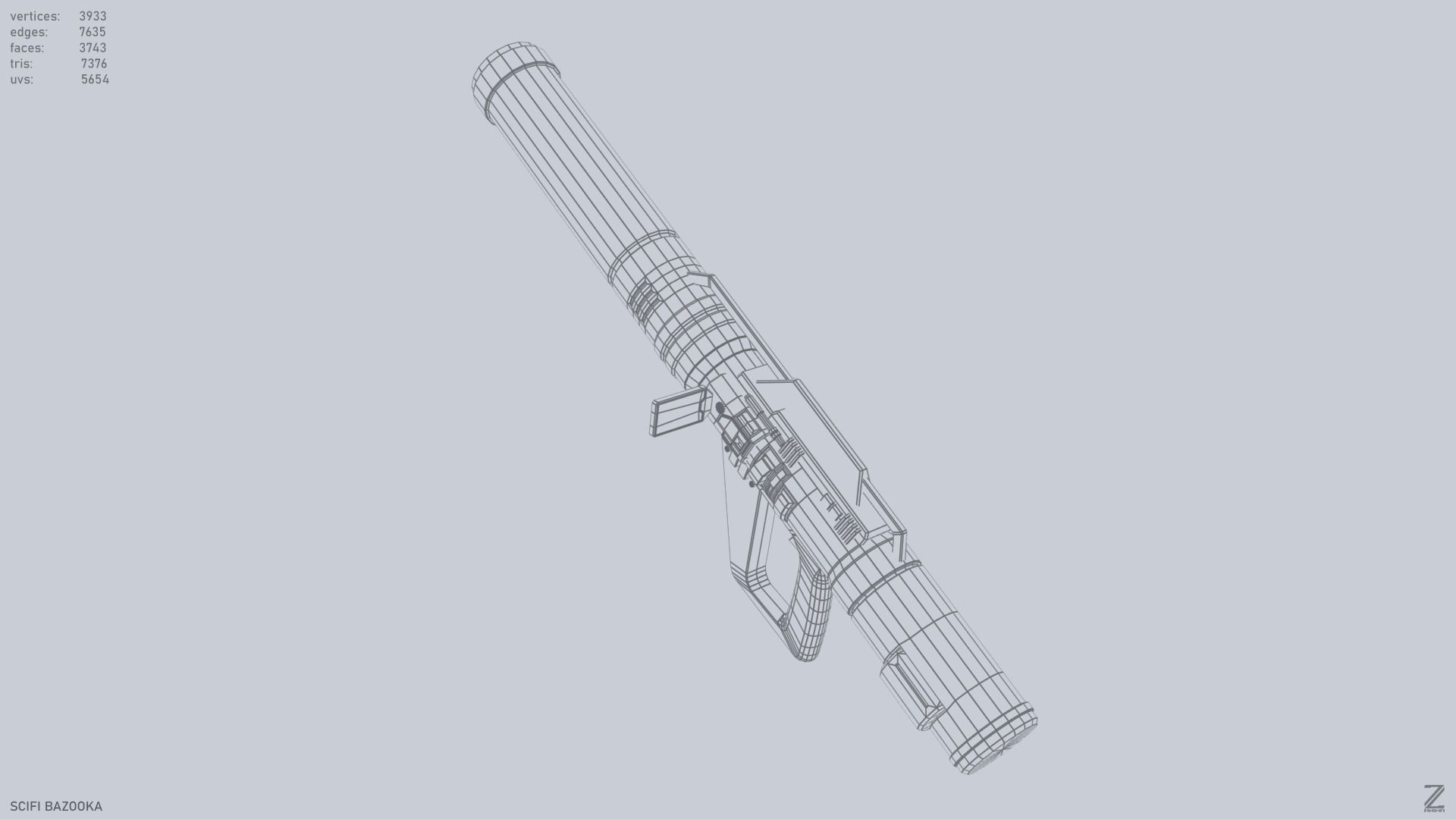 Scifi bazooka Low-poly 3D model_13