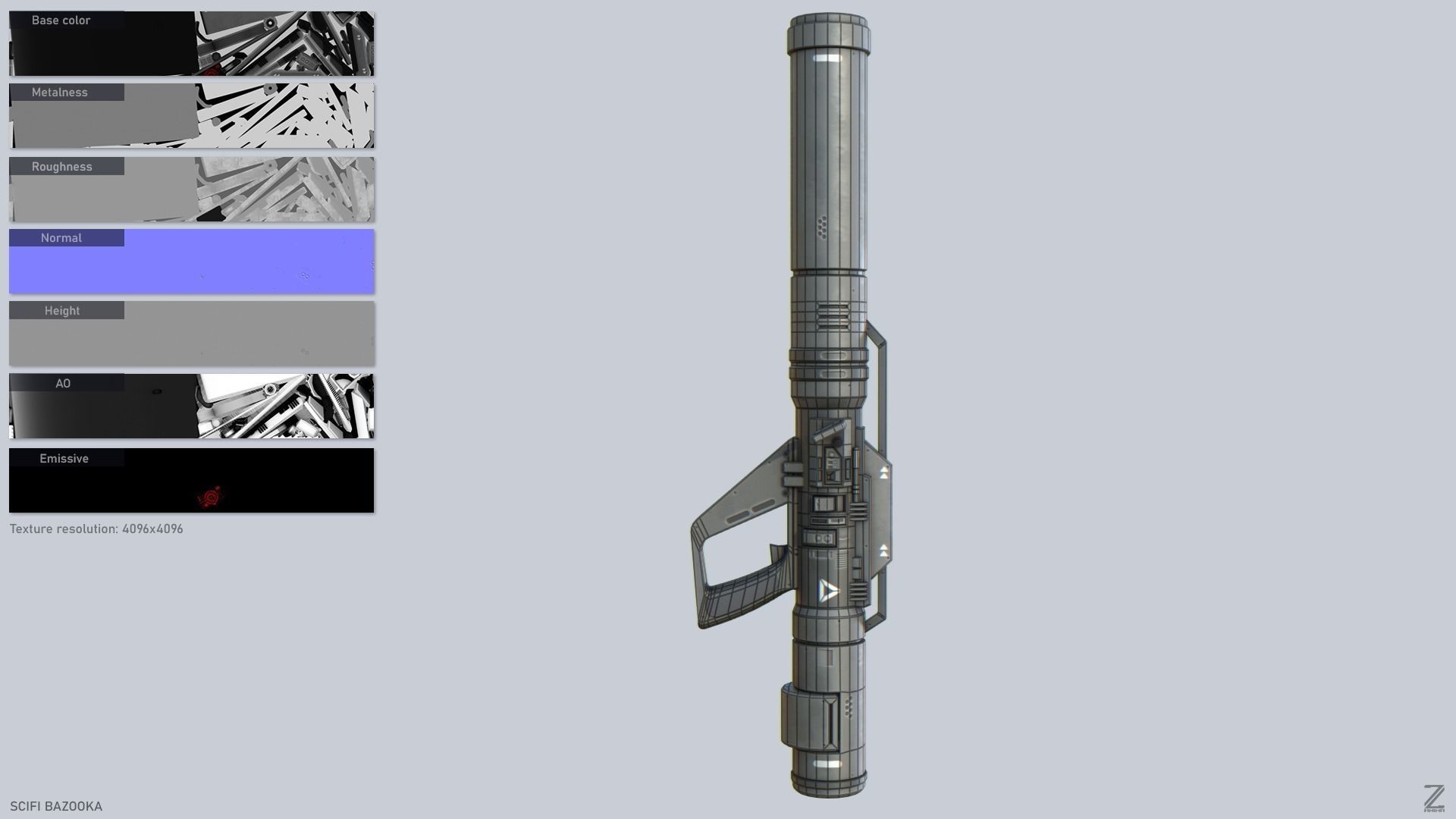 Scifi bazooka Low-poly 3D model_2