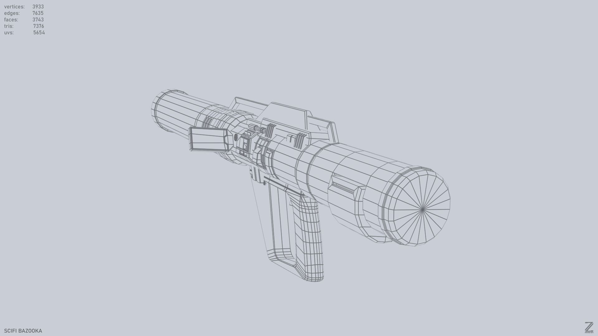 Scifi bazooka Low-poly 3D model_10