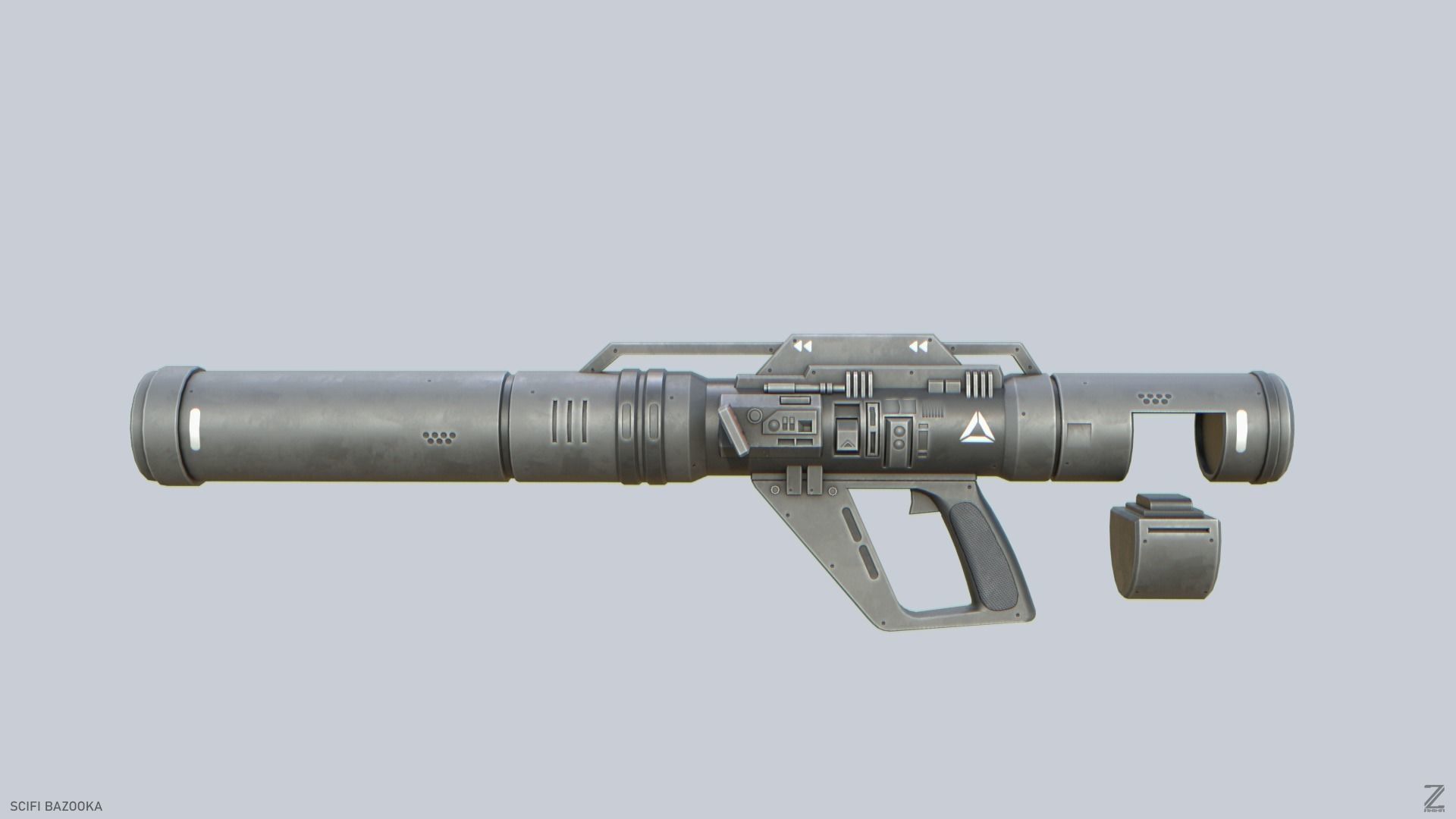 Scifi bazooka Low-poly 3D model_1