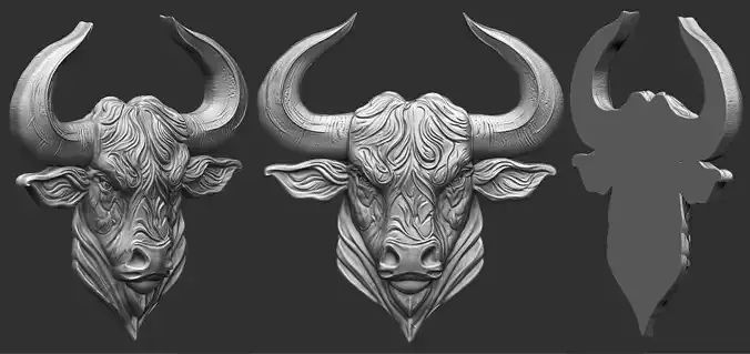 Bull Head Relief 3D print model