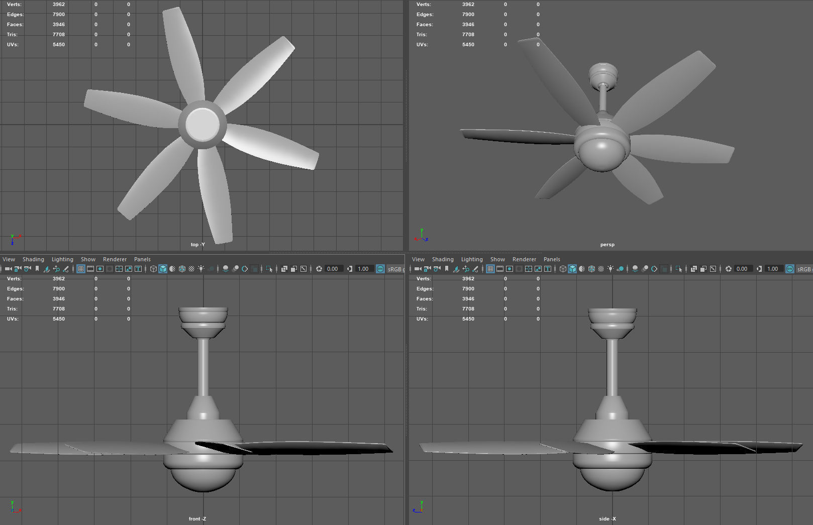 Ceiling Fan Low-poly 3D model_12