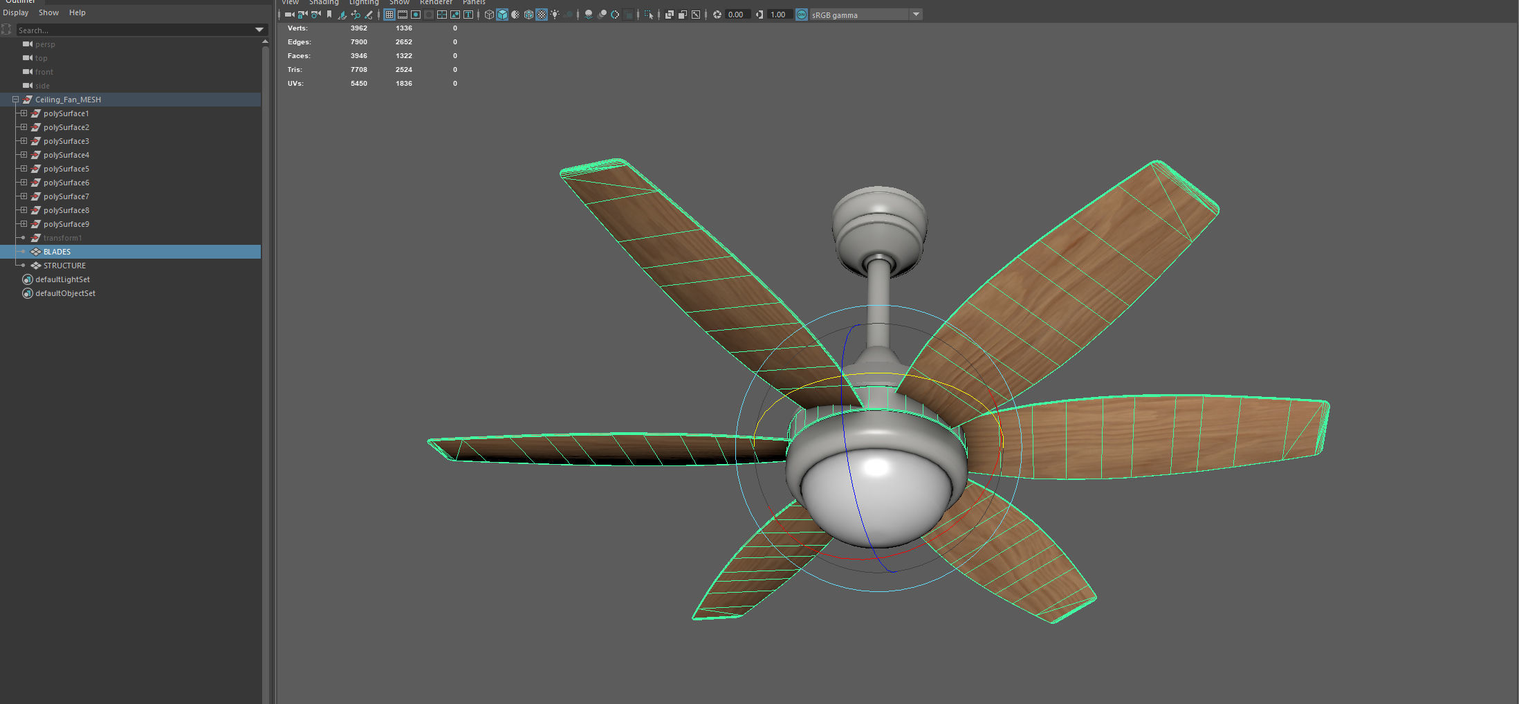 Ceiling Fan Low-poly 3D model_16