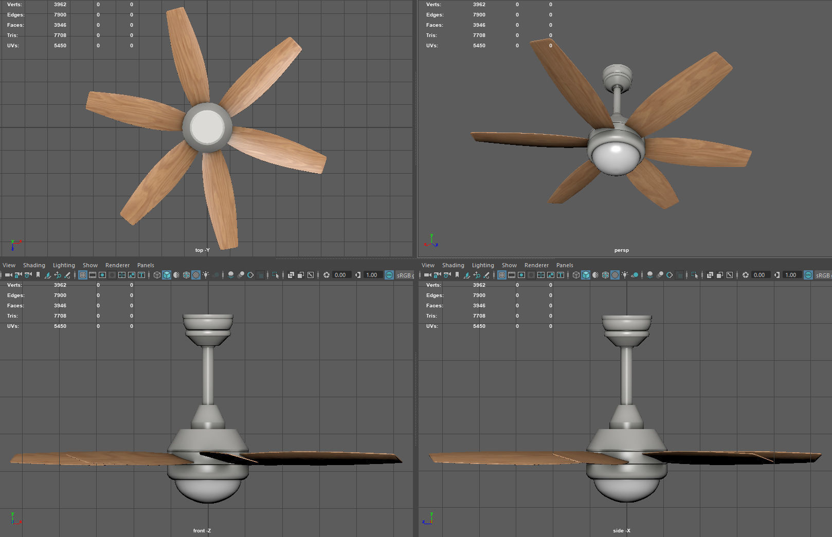 Ceiling Fan Low-poly 3D model_11