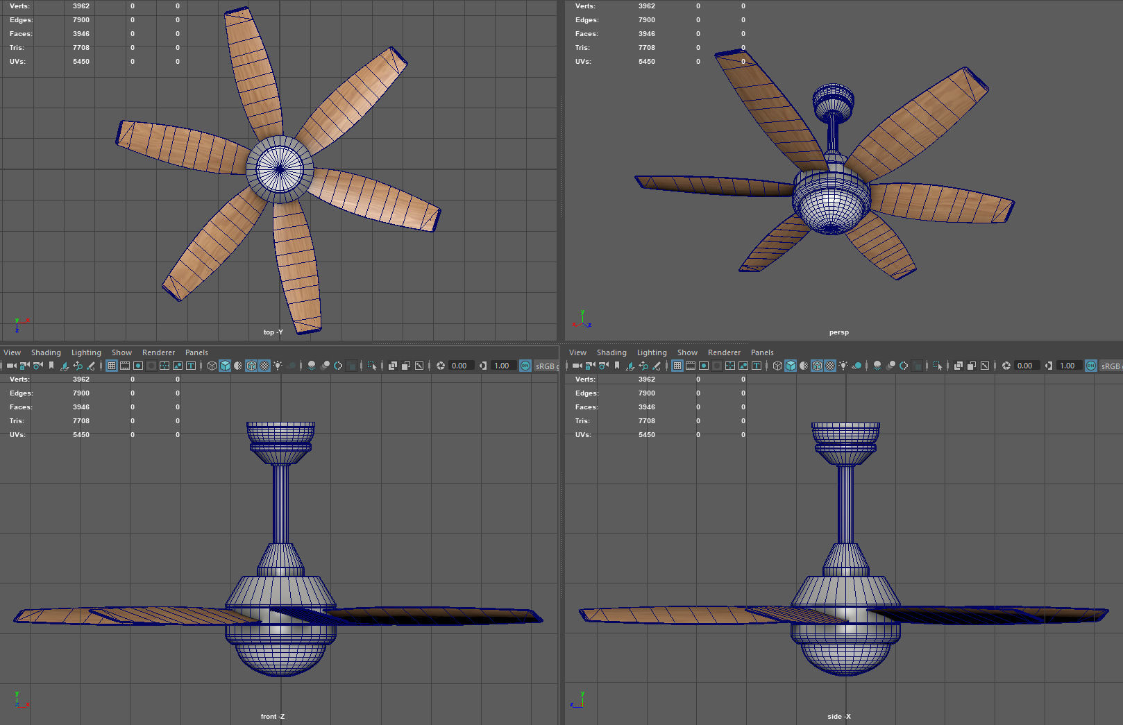 Ceiling Fan Low-poly 3D model_13