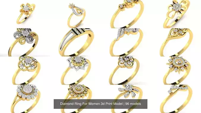 Diamond Ring For Women 3d Print Model 3D Model Collection