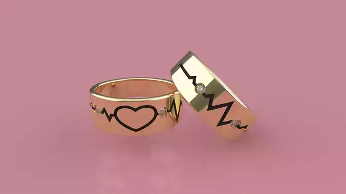 Anillos de parejas latidos del corazon - Heartbeat couples rings